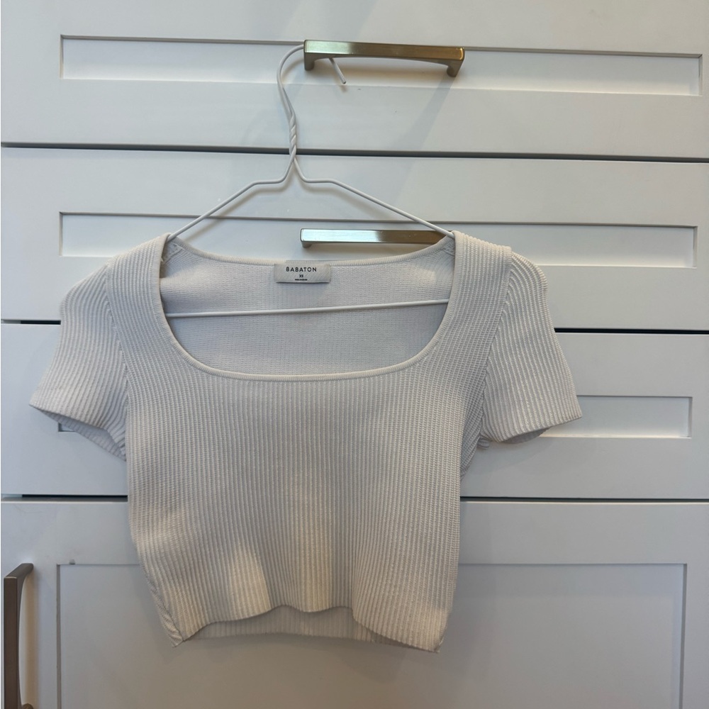 Women's White Ribbed Top. aritzia